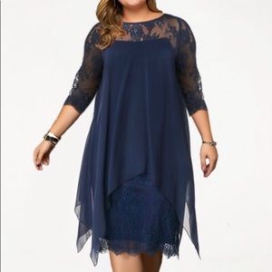 2XL blue lace evening dress
